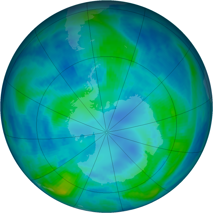 Antarctic ozone map for 16 April 1999